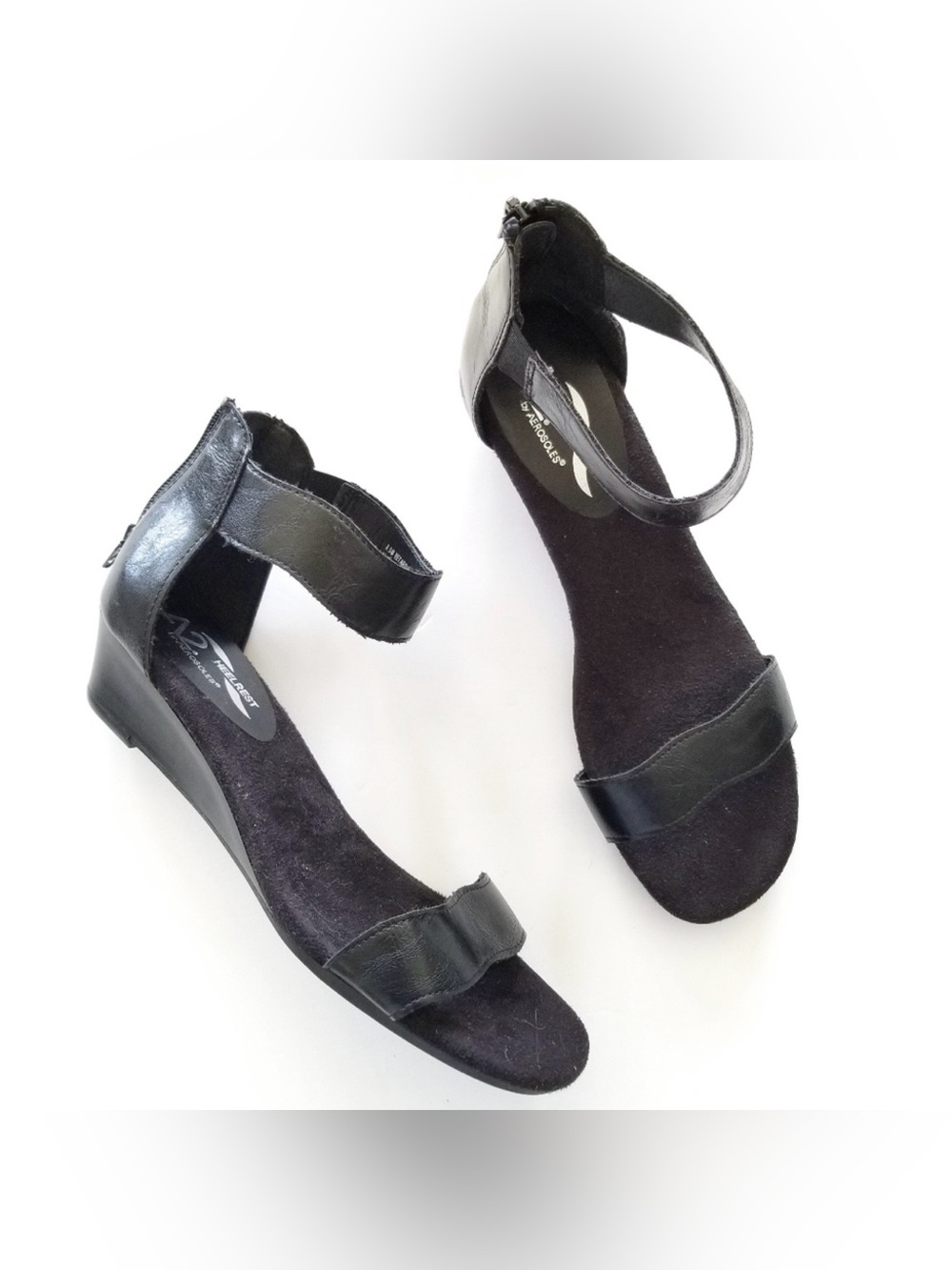 Women's A2 by Aerosols Black Ankle-Strap Wedge Sandals